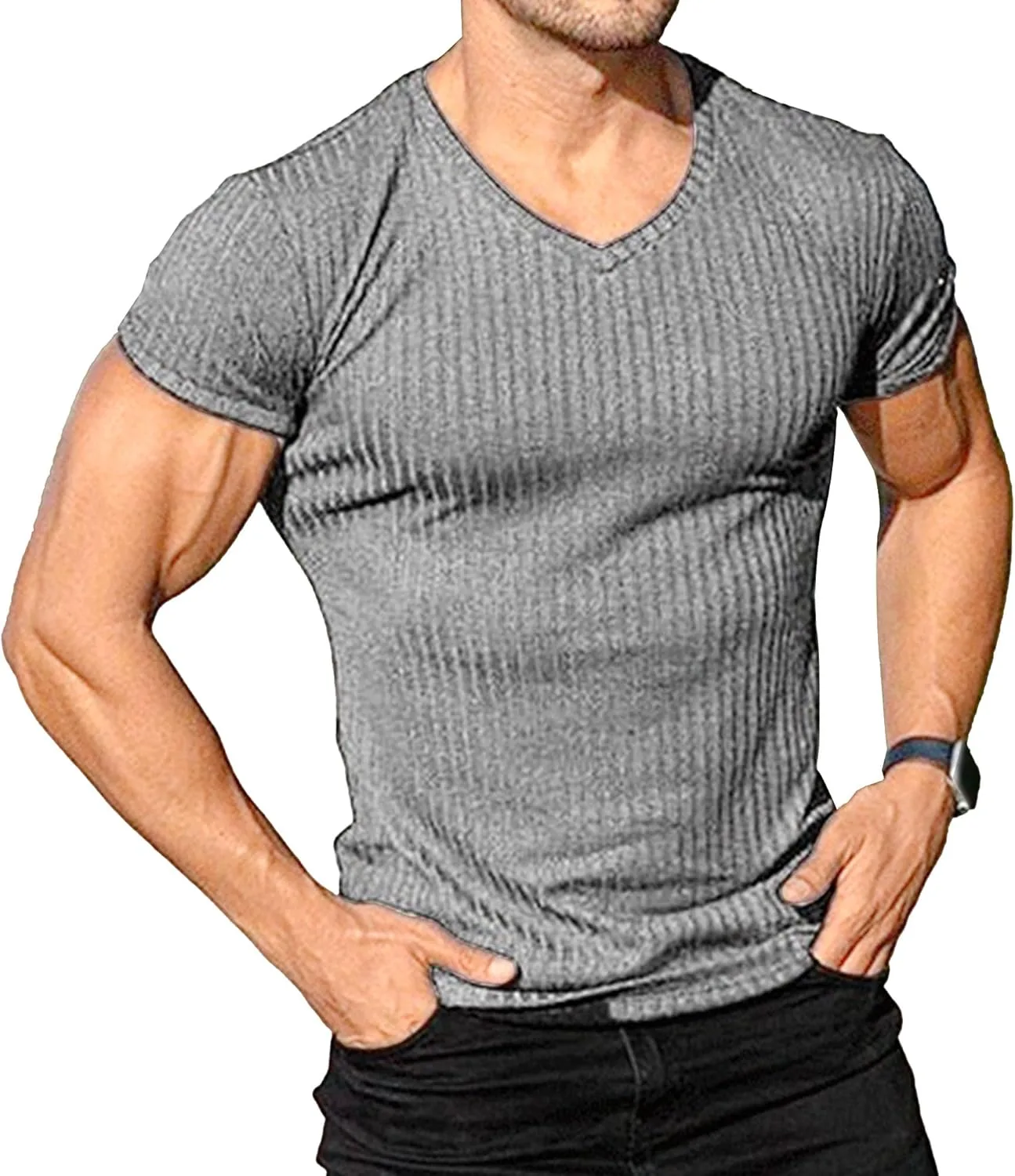 

Мужская футболка-поло Ribbed Slim Fit Stretchy Gsywaipei