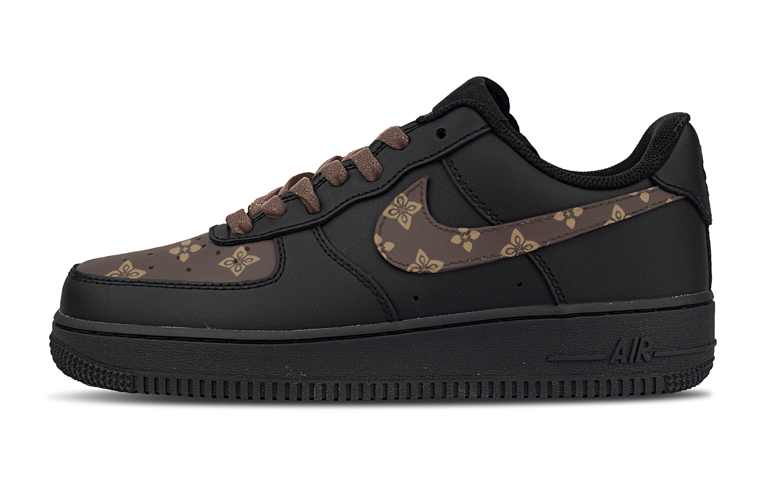 

Nike Air Force 1 Vientiane Кожаные Устойчивые к Истиранию и Скольжению Низкие Кроссовки для Скейтбординга Мужские Black Brown