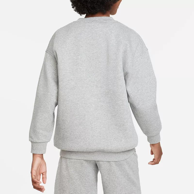 Большой флисовый свитшот Nike Sportswear Club для девочек, цвет Dk Grey Heather — фото 2