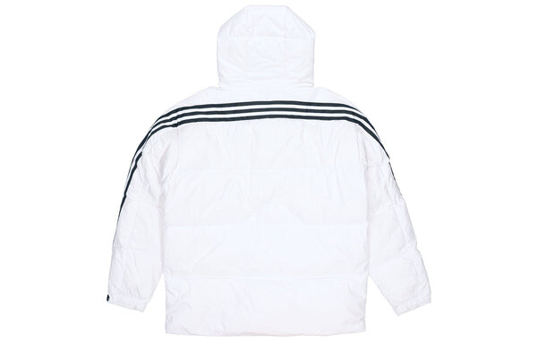 Пуховик adidas 3st Puffy Dwn J Casual Sports Stay Warm hooded down Jacket White, белый — фото 2