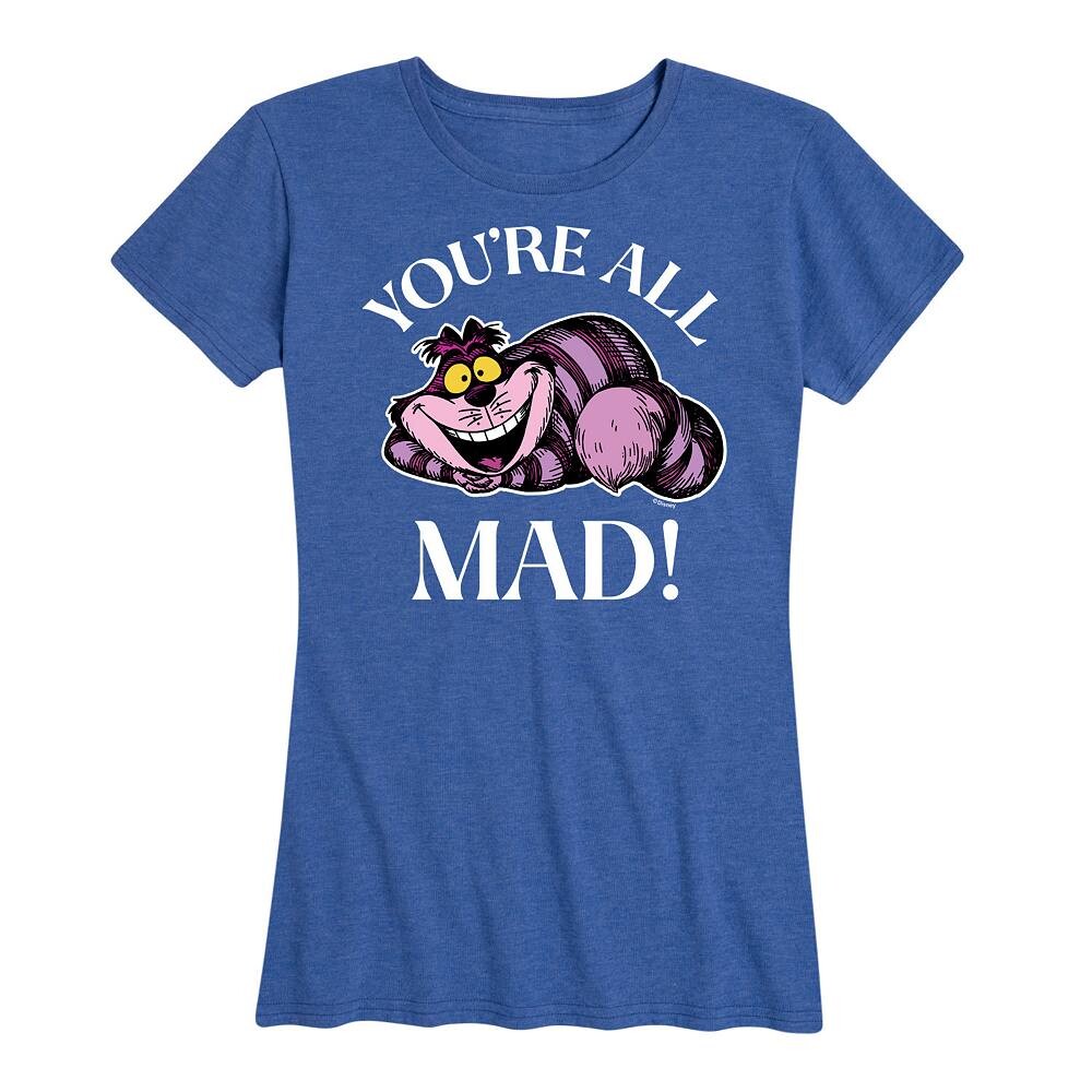 

Женская футболка Disney's Alice in Wonderland с рисунком You're All Mad, цвет Heather Royal Blue