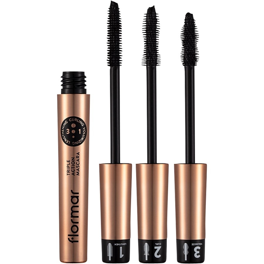 

Тушь для ресниц Flormar Triple Action Mascara, 001 Black / 8 ml