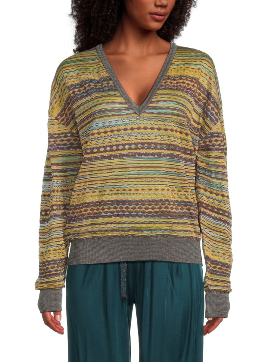 

Узор свитера с V-образным вырезом Missoni, цвет Yellow Multi