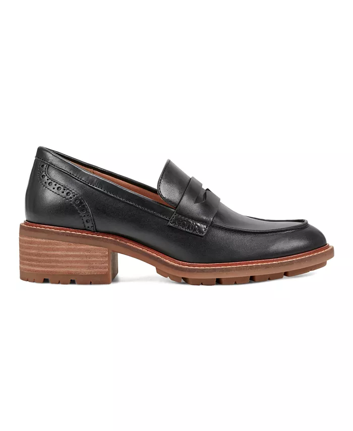 Женские лоферы Lindy Block Heel Slip-On Penny на устойчивом каблуке Earth, черный — фото 2