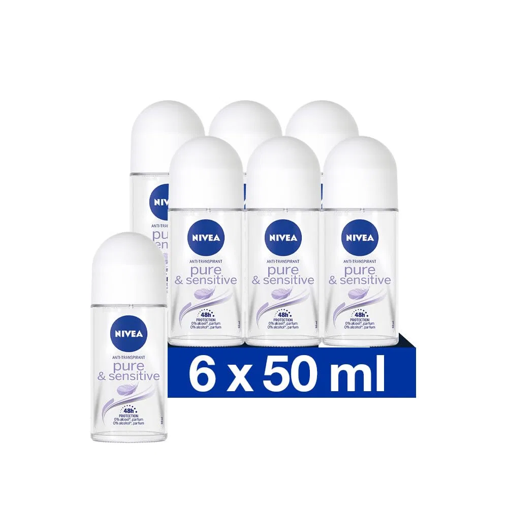 Роликовый дезодорант NIVEA Sensitive & Pure, 6 x 50 мл Nivea