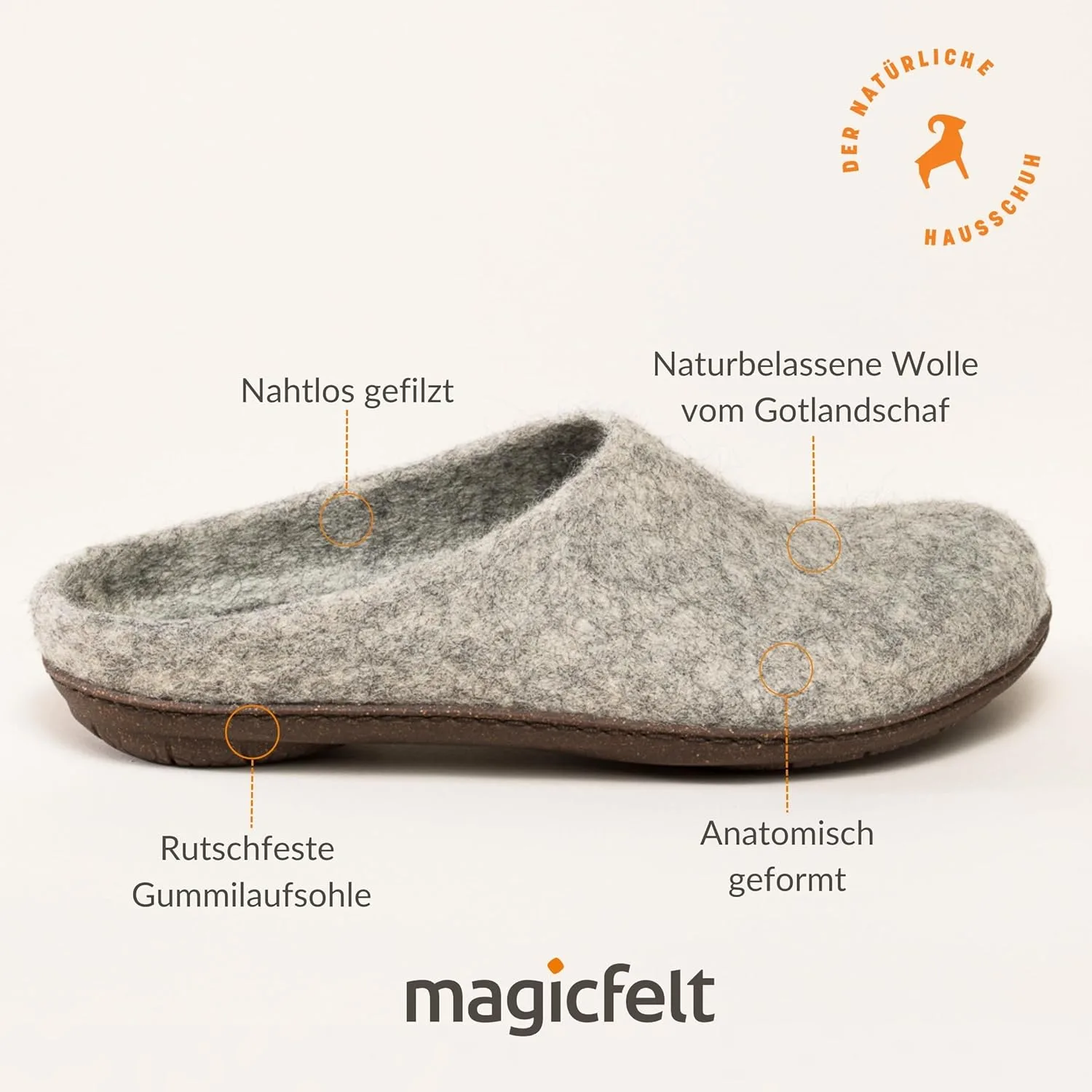 Резиновые тапочки Magicfelt PO 737 для мужчин и женщин - из красной шерсти порода овец | Тапочки с неустойчивой резиновой подушечкой | Тапочки унисекс — фото 2