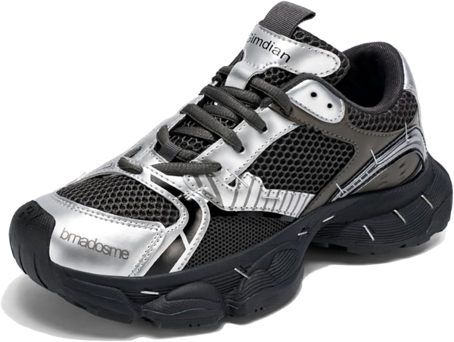 

Мужские модные дышащие сетчатые кроссовки на массивной платформе со шнуровкой, повседневные, в стиле ретро, с нескользящим круглым носком, для ходьбы, вождения, тенниса Netehadi, черный