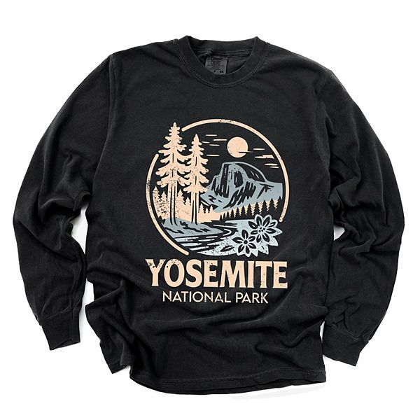 

Футболка с принтом Yosemite national park two-toned circle, женская, окрашенная в готовом виде, с длинным рукавом Simply Sage Market, Black, Черный, Футболка с принтом Yosemite national park two-toned circle, женская, окрашенная в готовом виде, с длинным 