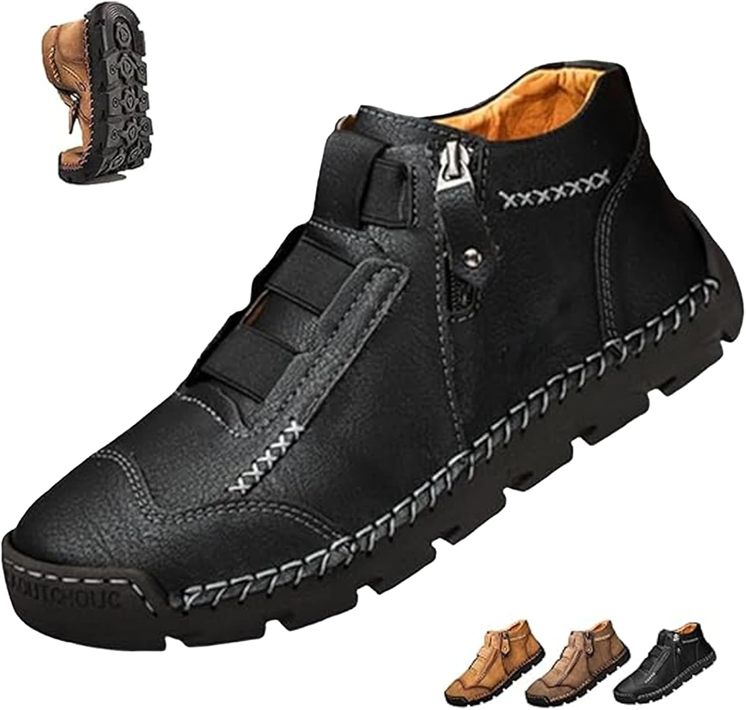 

Мужские ортопедические лоферы, водонепроницаемые прогулочные туфли из натуральной кожи, модные ортопедические лоферы с противоскользящей подошвой Ghtrhsb, черный