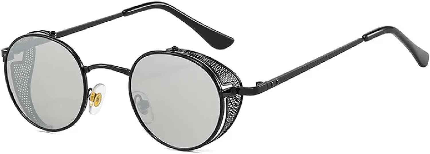 

Модные винтажные металлические круглые солнцезащитные очки в стиле стимпанк для женщин, маленькие, с защитой от УФ-излучения UV400, классические TVTBBVV, C7 Black-silver