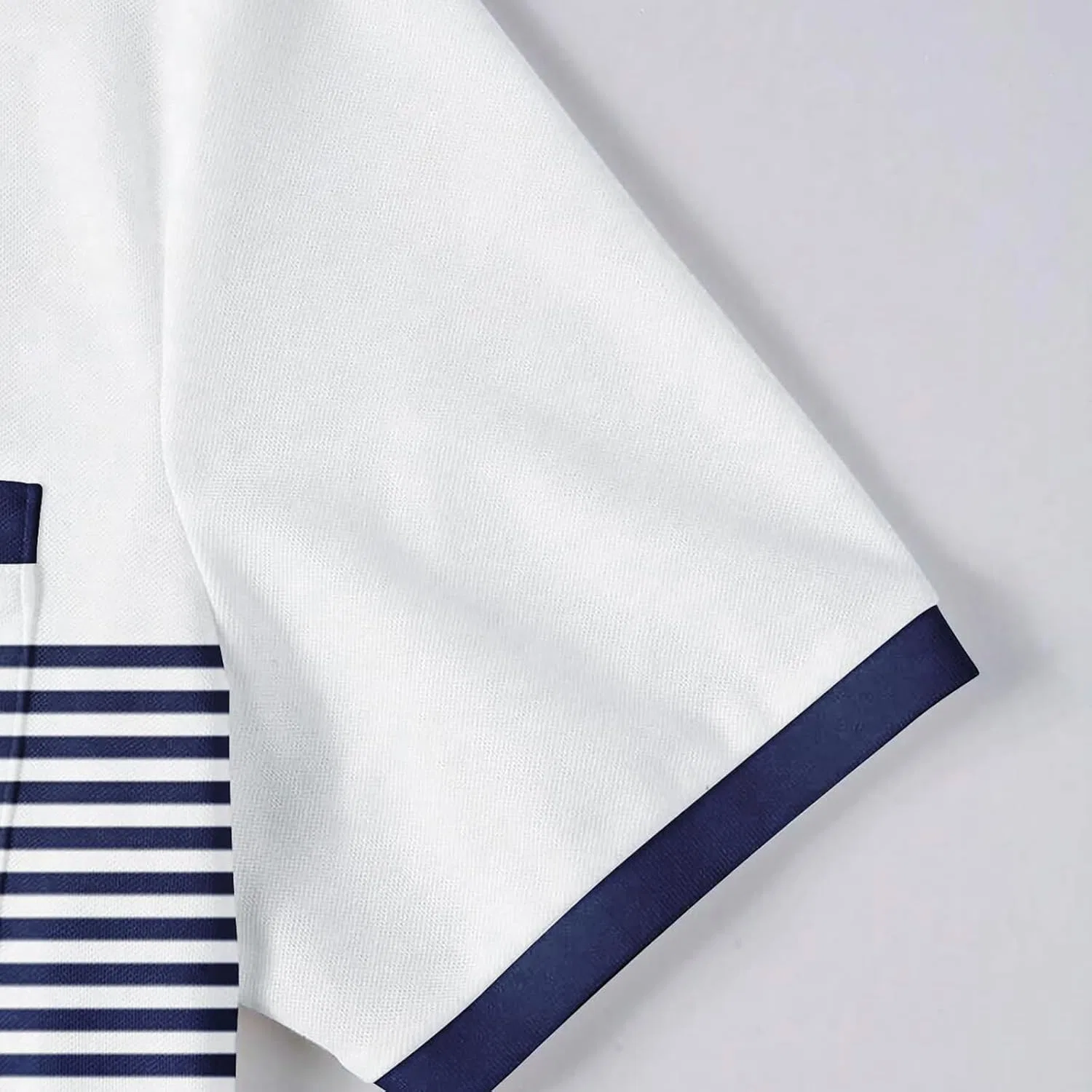 Мужское поло с полосками и цветовыми блоками, Slim Fit, с карманом, синее — фото 2