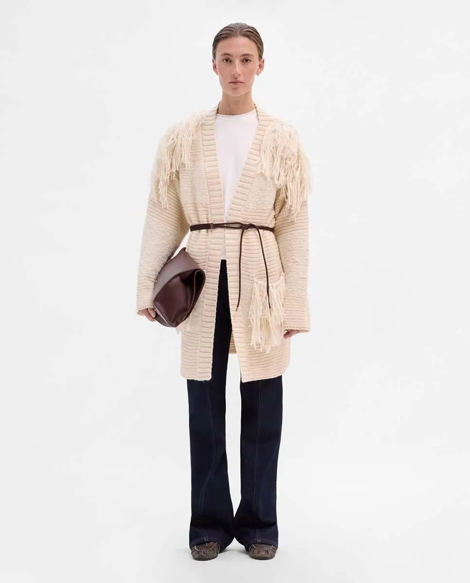 

Длинный женский кардиган с бахромой Simorra, белый