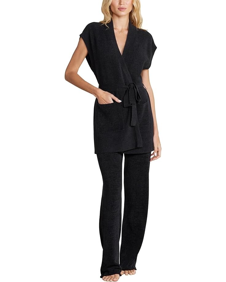 

Свитер Barefoot Dreams CozyChic Ultra Lite Waist Tie Vest, черный