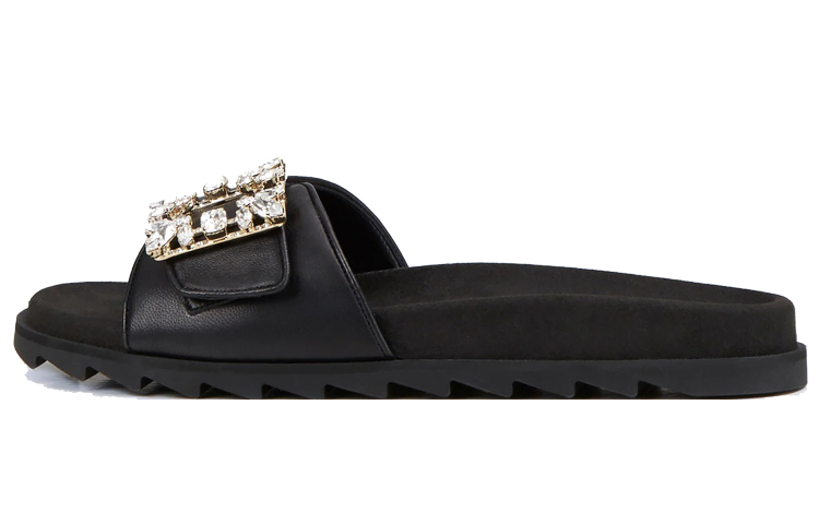 Слипоны Slide Slippers женские черные Roger Vivier