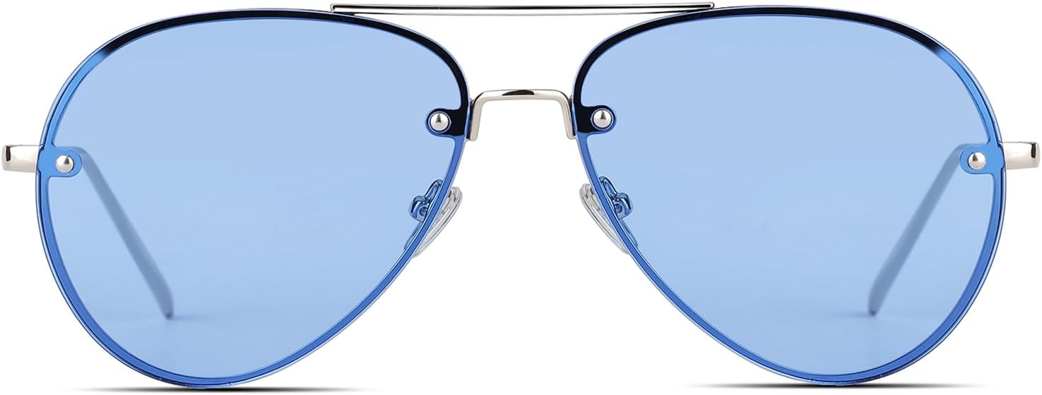 

Классические солнцезащитные очки-авиаторы Freckles Mark большого размера в винтажном ретро-стиле с золотистой металлической оправой и прозрачными цветными линзами, диаметр линз 62 мм, Tinted Blue