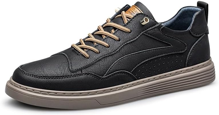 

Мужская кожаная повседневная обувь, дышащие противоскользящие модные кроссовки, легкие формальные бизнес-обувь Oxford Asifn, черный