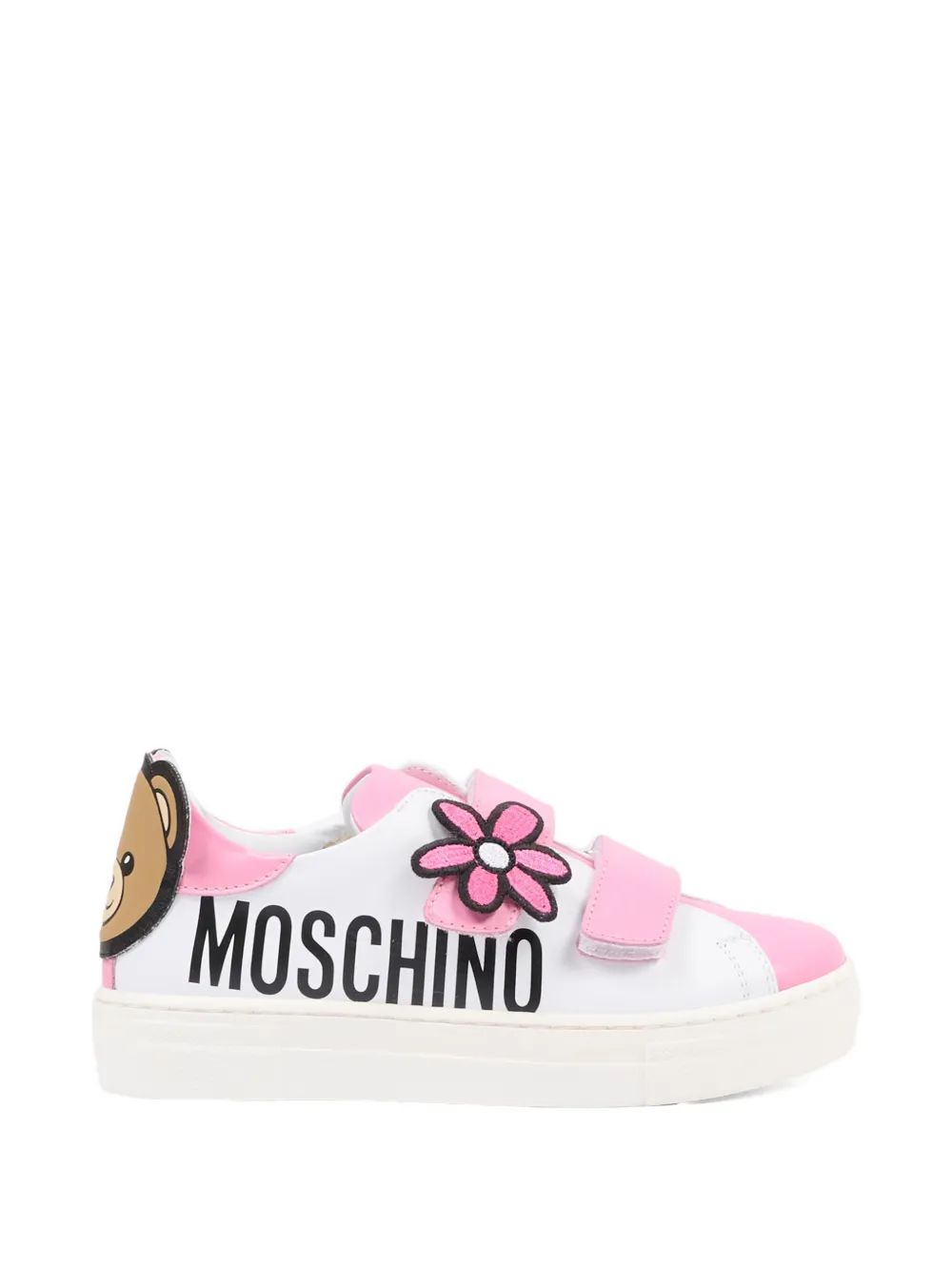 Кроссовки с ремешком и аппликацией в виде цветов Moschino Kids, белый — фото 2