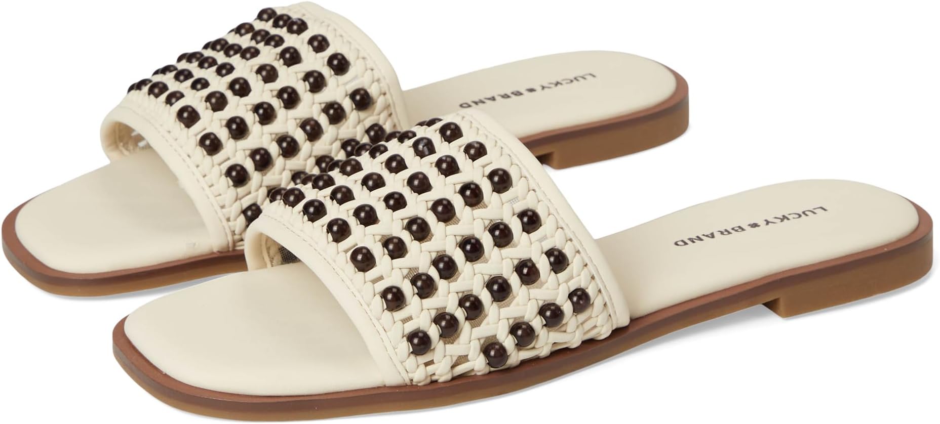 Сандалии Lucky Brand Gidya Beaded Flat Sandals, цвет Parchment/Brown