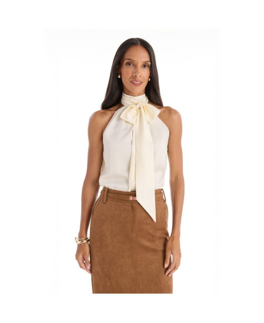 

Женская блузка Rina с завязками на шее - с леопардовым принтом The Noli Shop, Pearl