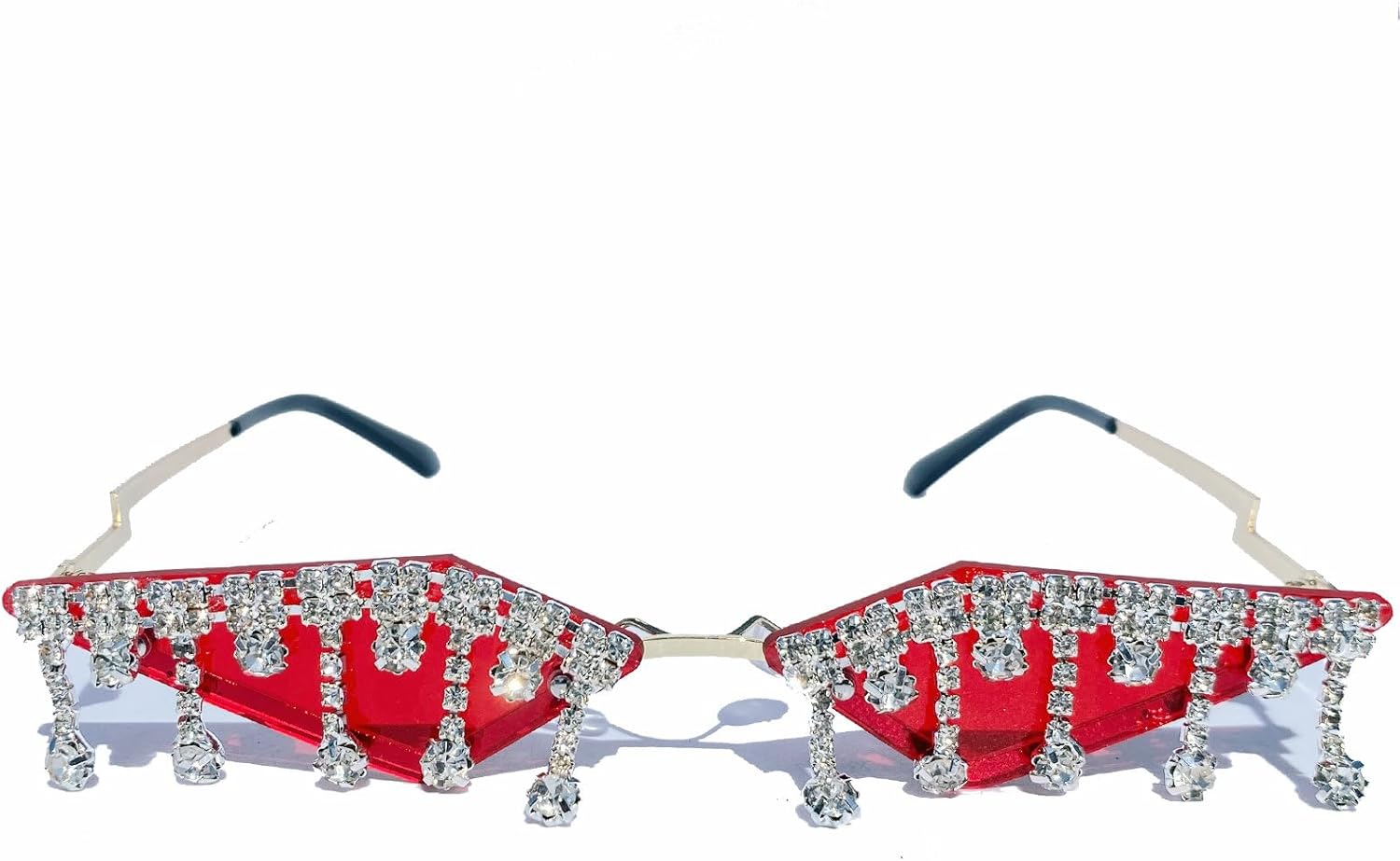 

Винтажные солнцезащитные очки «кошачий глаз» с кисточками и стразами, женские солнцезащитные очки с хрустальными кисточками, уникальные блестящие очки с бриллиантами mincl, Red