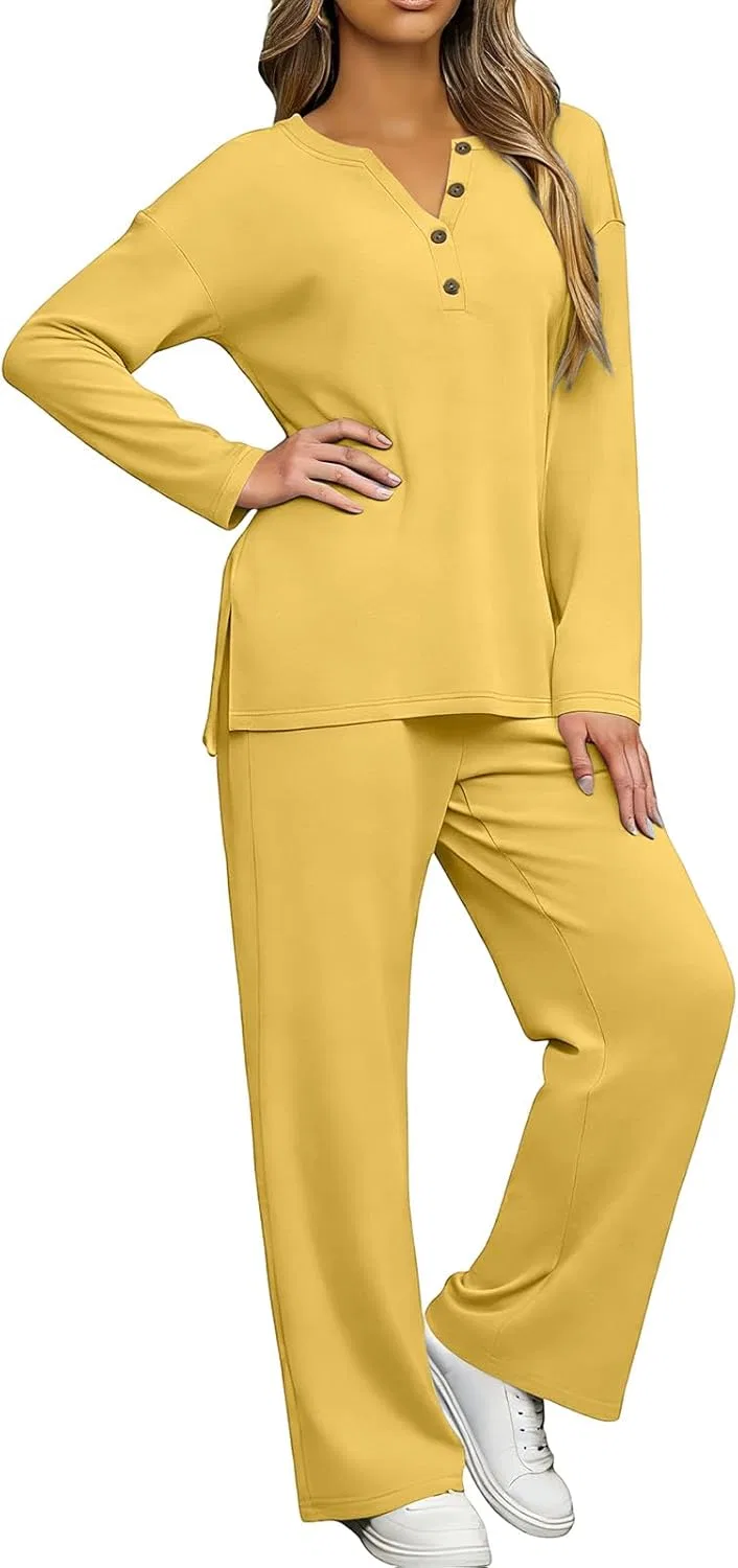 Спортивный костюм женский V-образный вырез, Generic, 01-yellow — фото 3