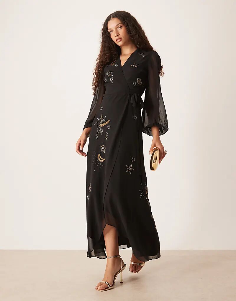 

Платье-халат макси Hope & Ivy с декором, черного и золотого цветов