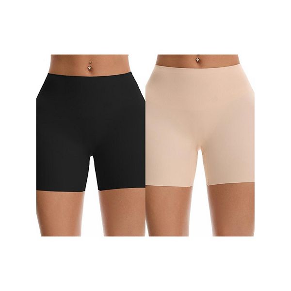

2 пары женских шортов-шорт для коррекции фигуры с высокой талией Inspire Chic, Black Beige