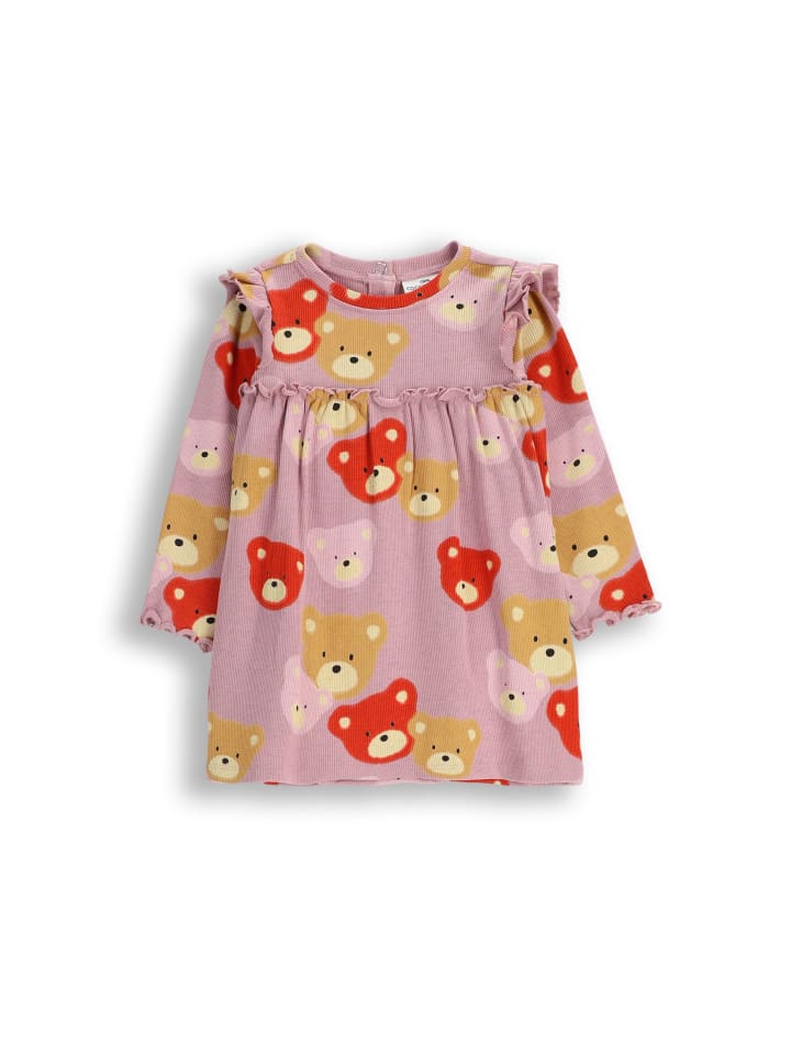 

Платье в рубчик с длинными рукавами приглушенно-розового цвета Coccodrillo