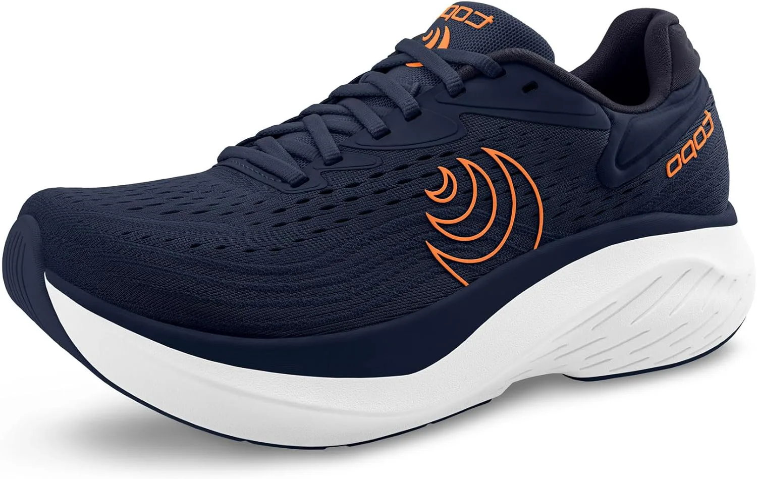 Мужские кроссовки Topo Athletic Atmos 2 с облегченной конструкцией и комфортным 5-мм перепадом для бега по шоссе, спортивная обувь для бега по дороге, темно-синий/оранжевый