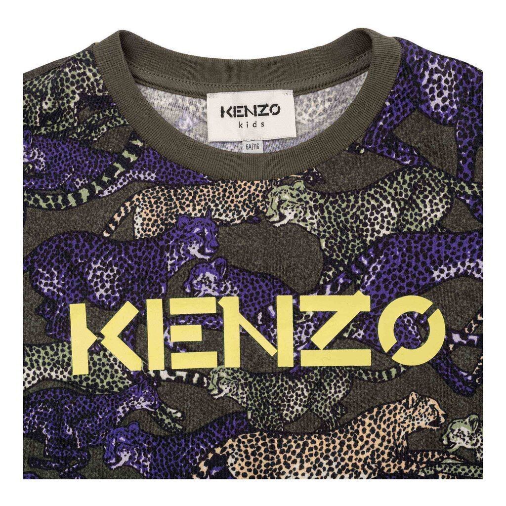 

Зелено-фиолетовая футболка с логотипом KENZO, мультиколор