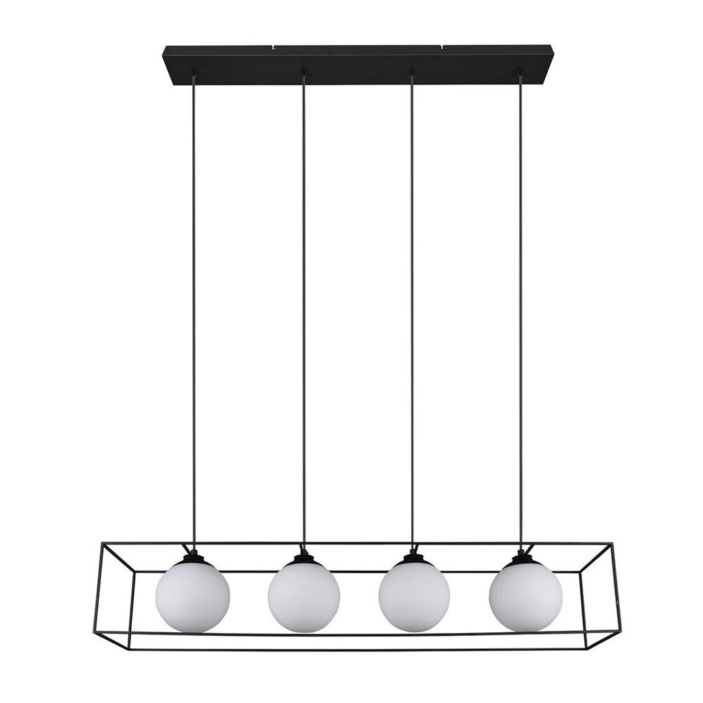 

Подвесной светильник, металл, стекло, черный, 4 лампочки, В 150 см. etc-shop, серебро