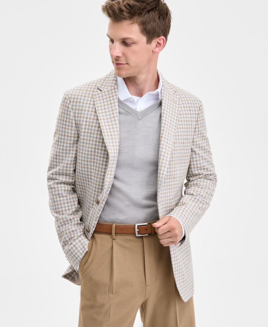 

Мужской спортивный пиджак в клетку современного кроя Tommy Hilfiger, Light Grey