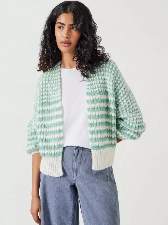 

Кардиган HUSH Skye Stripe Wool Blend, цвет ivory/green