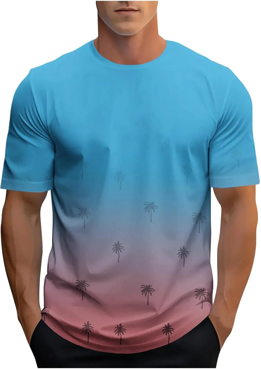 

Мужская футболка с коротким рукавом и градиентом QUNPIU