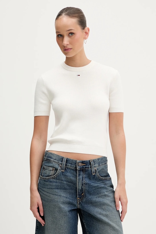 

Хлопковый свитер Tommy Jeans, бежевый