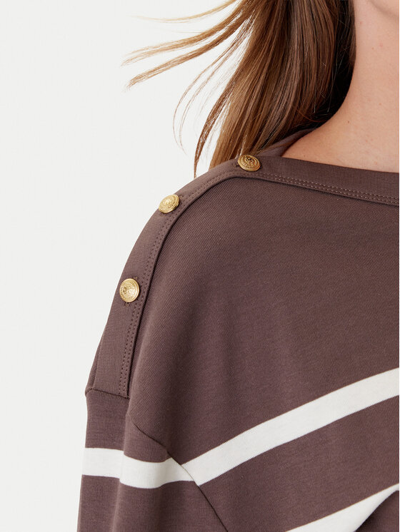 Блузка relaxed fit Gold Button WW0WW45760 Tommy Hilfiger, коричневый — фото 4