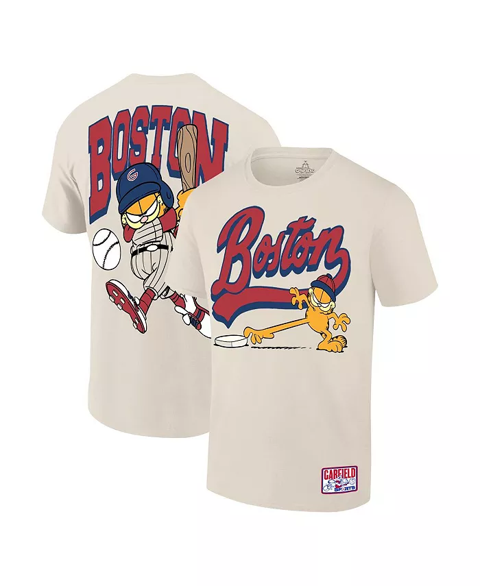

Мужская бейсбольная футболка Boston цвета крем с принтом Garfield Ripple Junction