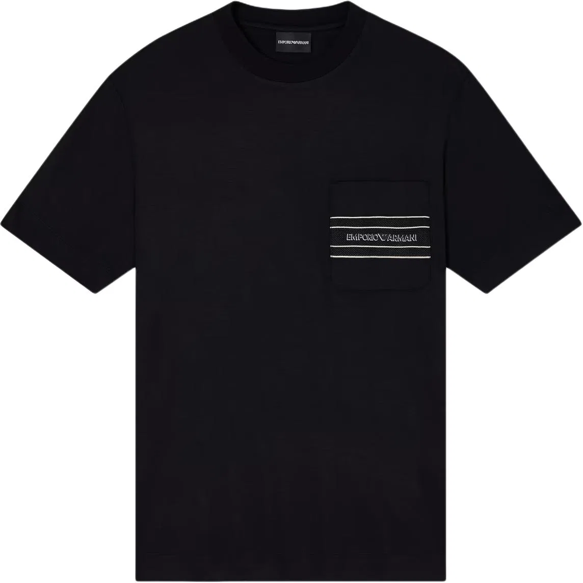 Футболка из смесового лиоцелла с карманом и 3D-логотипом EMPORIO ARMANI, Black