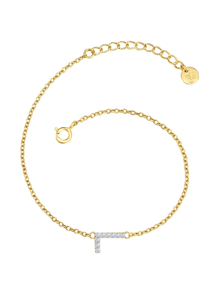 

Glanzstücke München Браслет с буквой L из стерлингового серебра с кубическим цирконием в оправе из желтого золота