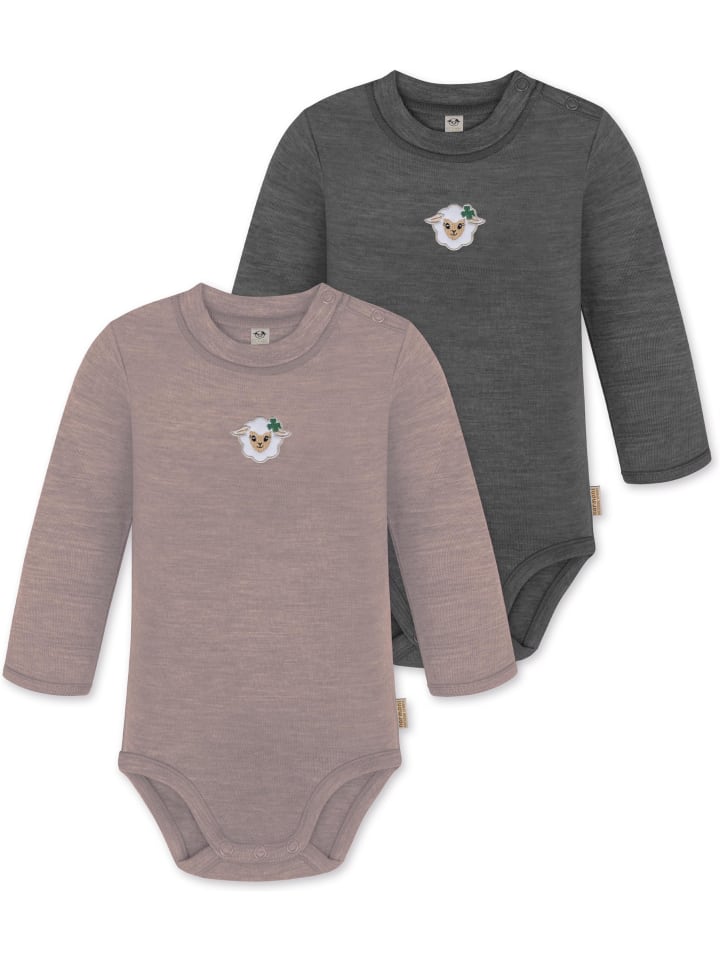 

Normani Outdoor Sports Комплект из 2 детских боди с длинными рукавами из мериносовой шерсти "Туай" розового/антрацитового цвета