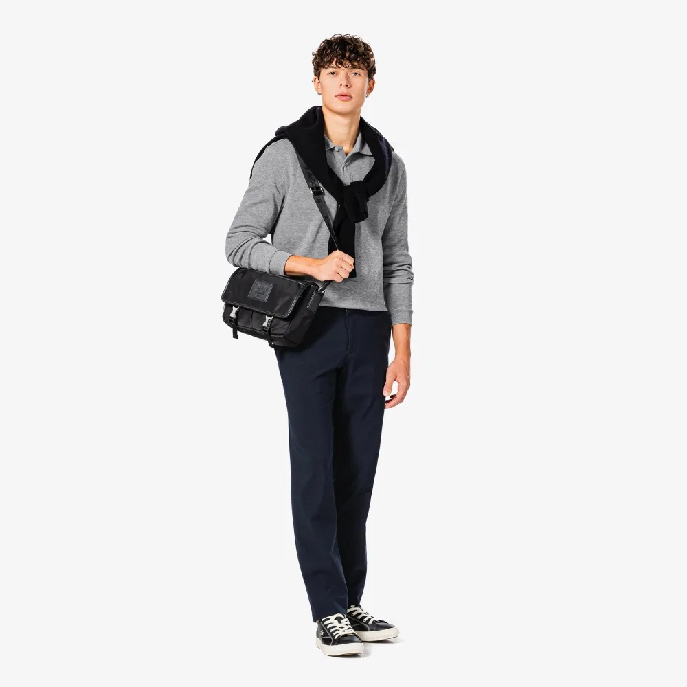 Мужские хлопковые брюки Lacoste High-Density Stretch, тёмно-синие — фото 4