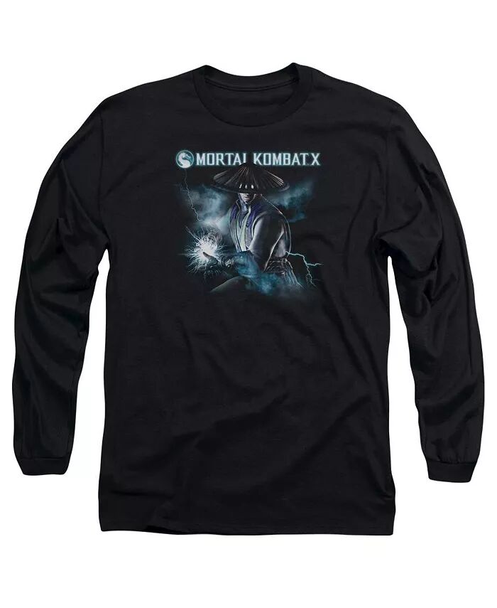 

Мужская футболка Raiden с длинным рукавом для взрослых Mortal Kombat X, черный