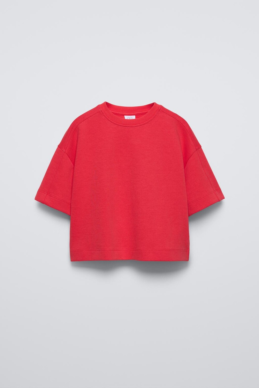 

Однотонная футболка Interlock ZARA, красный