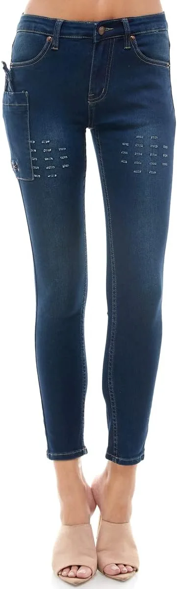 

Женские джинсы Skinny с эффектом потертостей и 5 карманами