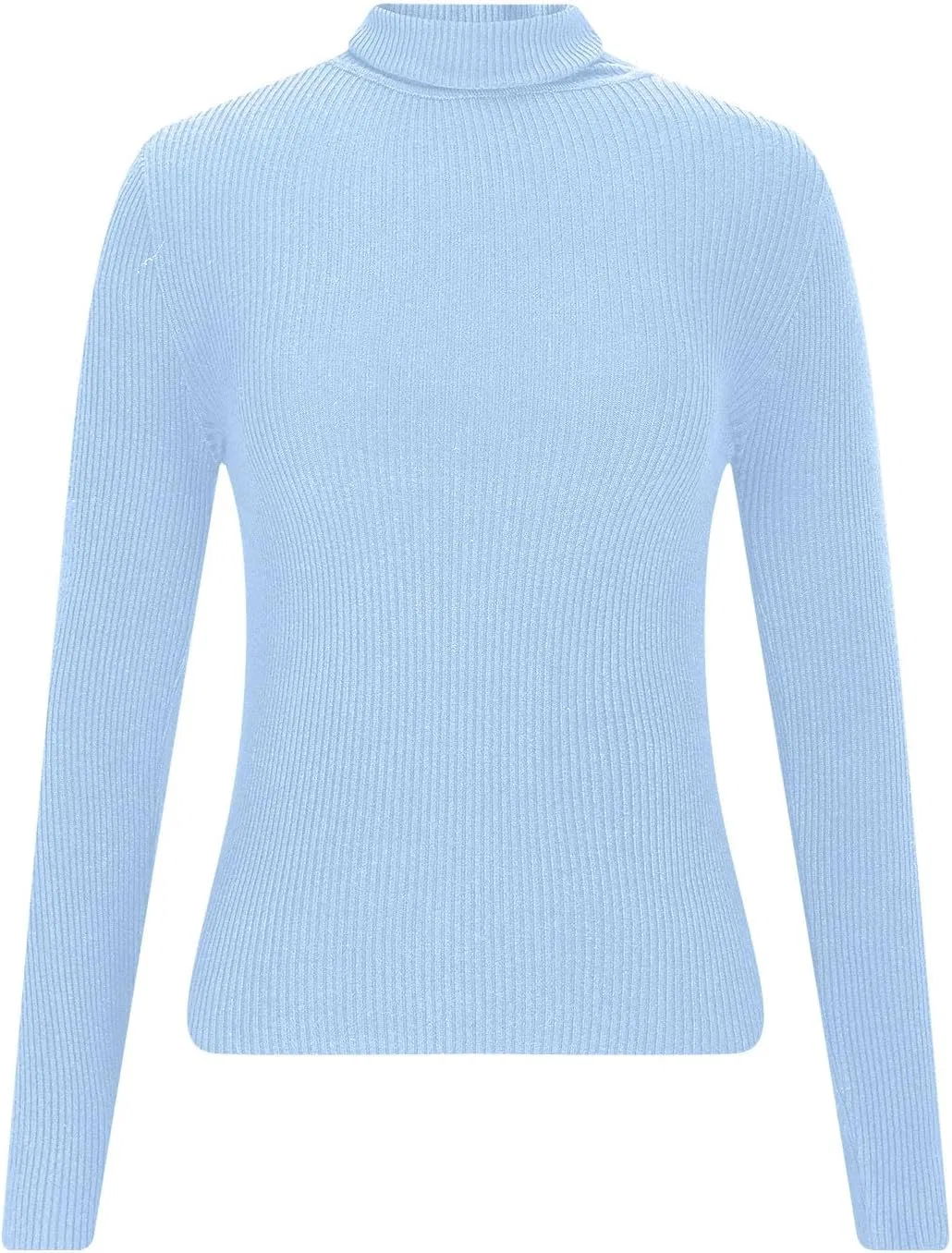 Женский свитер водолазка укороченный вязаный Light Blue#01 — фото 4