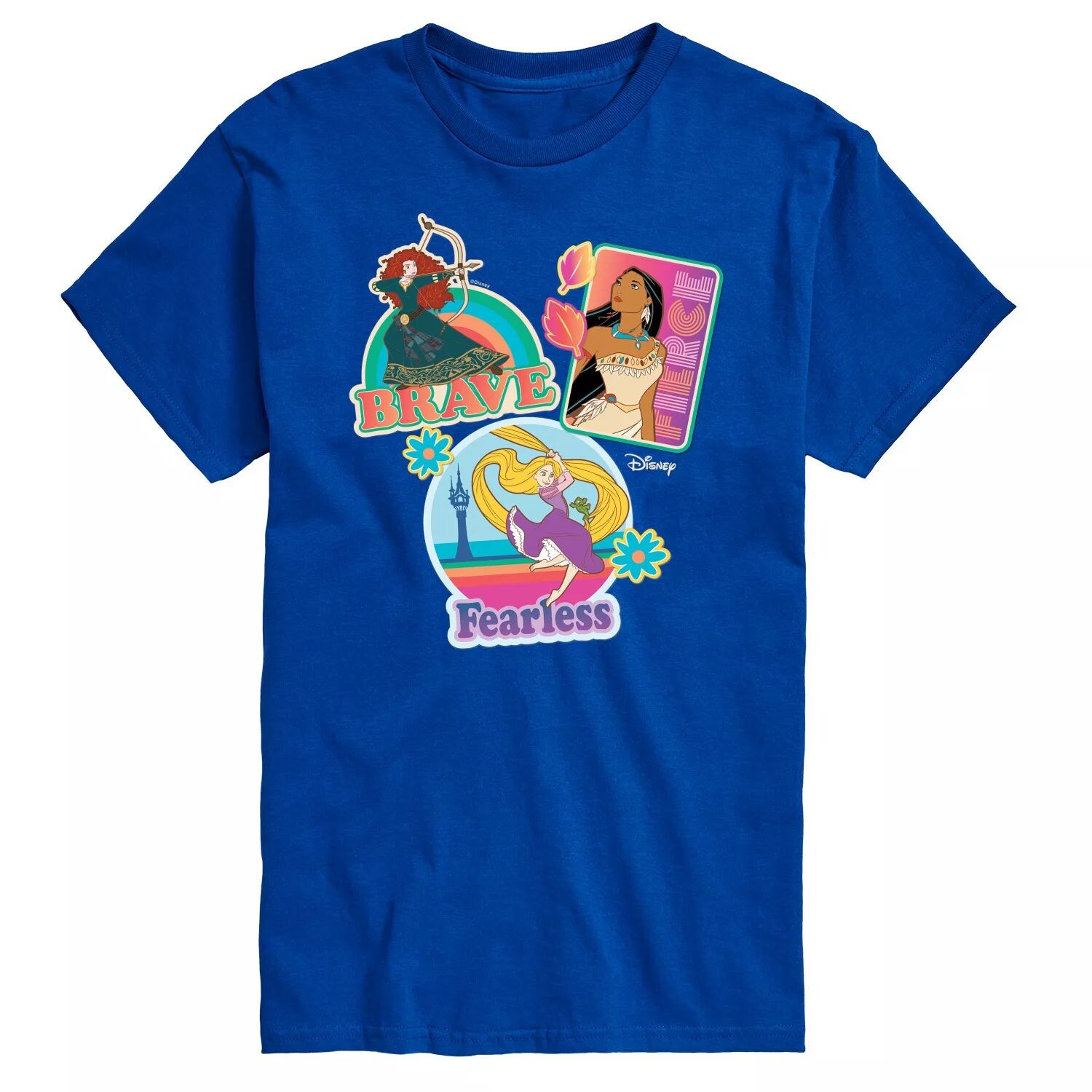 

Футболка с рисунком Princess Big & Tall Brave Fierless Fearless, Blue Disney, синий