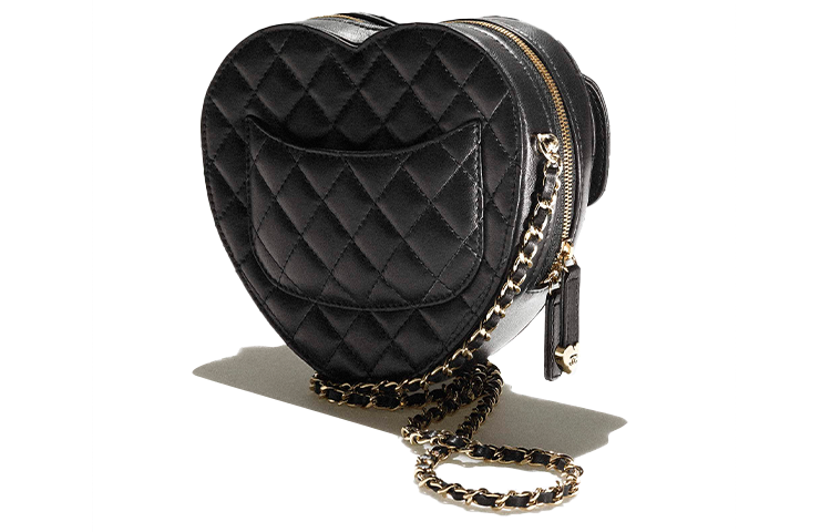 CHANEL Сердечко из ягненка, миниатюрная черная женская сумка через плечо Heart Crossbody Bag — фото 3
