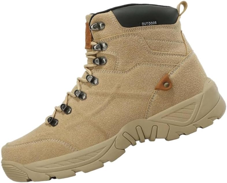 

Высокие походные и альпинистские ботинки для улицы - противоскользящие и прочные, легкие и комфортные. большой размер Fmshi, песочный