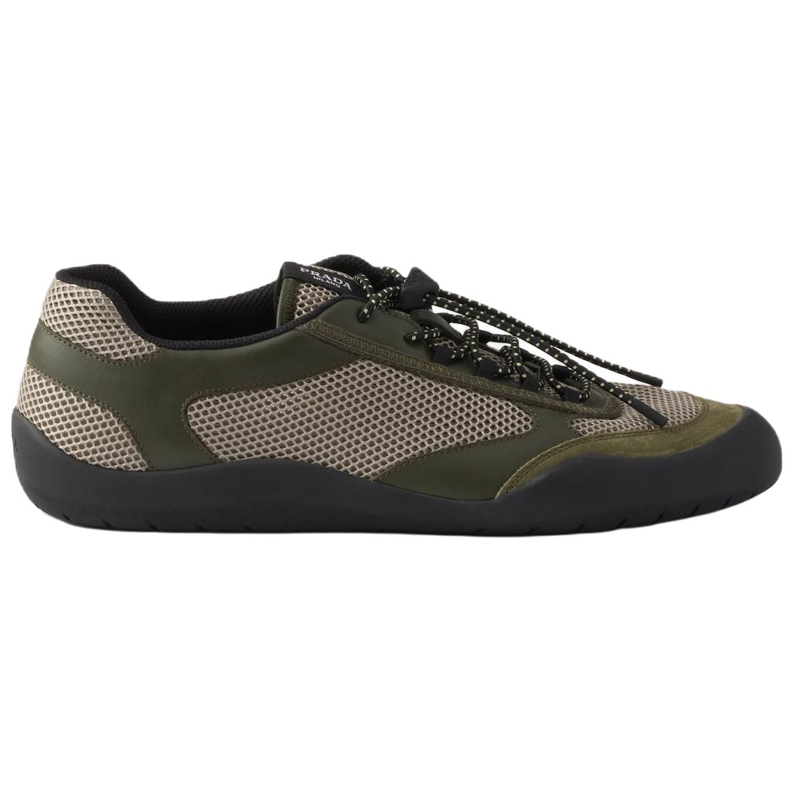 PRADA Speedrock Leather Low top Casual Shoes 4cm Men's Army Green — фото 3