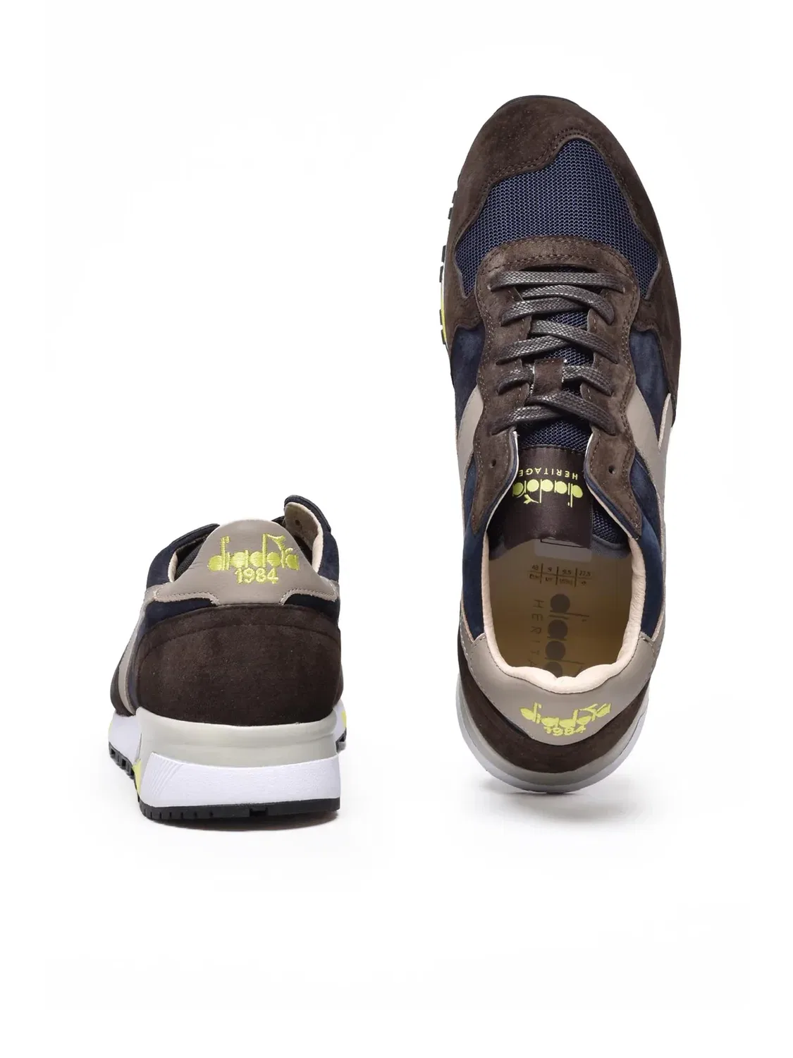DIADORA HERITAGE Коричнево-синие кожаные кроссовки из полиэстера и замши — фото 3